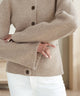 Women's crew neck cardigan with buttons, pockets and ribbed trims