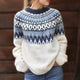 Women's oversized Fair Isle crew neck sweater with long sleeves