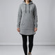 Women's hooded tunic sweatshirt with kangaroo pocket and curved hem