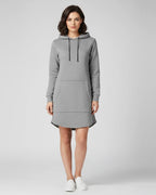 Women's hooded tunic sweatshirt with kangaroo pocket and curved hem