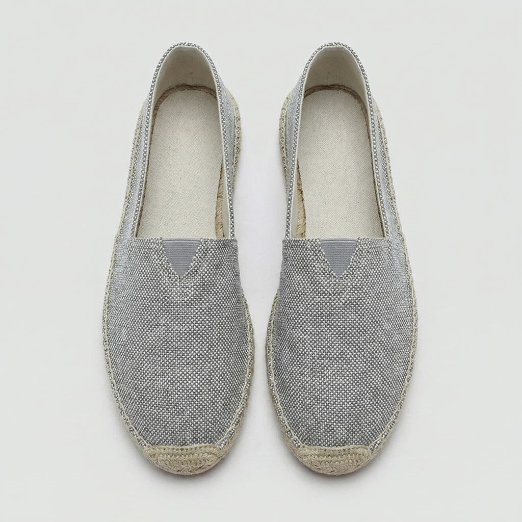 Men's woven espadrille slip-on loafers with braided flat soles