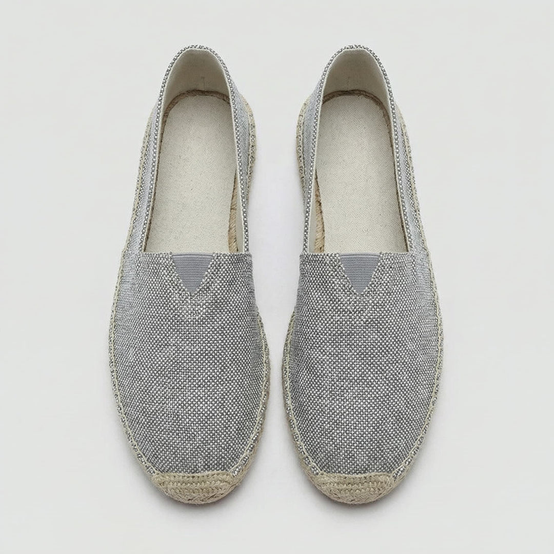 Men's woven espadrille slip-on loafers with braided flat soles