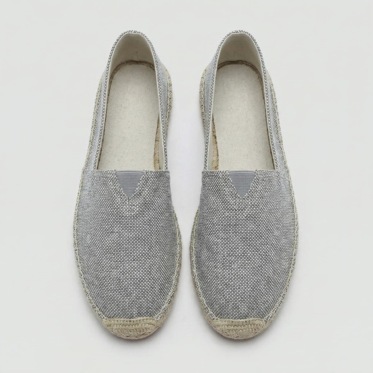 Men's woven espadrille slip-on loafers with braided flat soles
