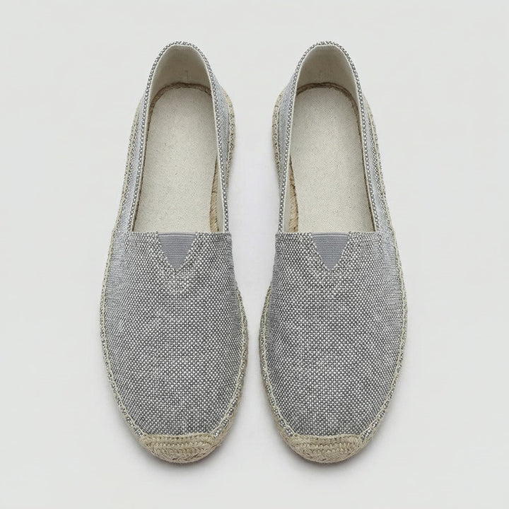 Men's woven espadrille slip-on loafers with braided flat soles
