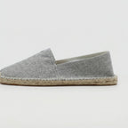 Men's woven espadrille slip-on loafers with braided flat soles