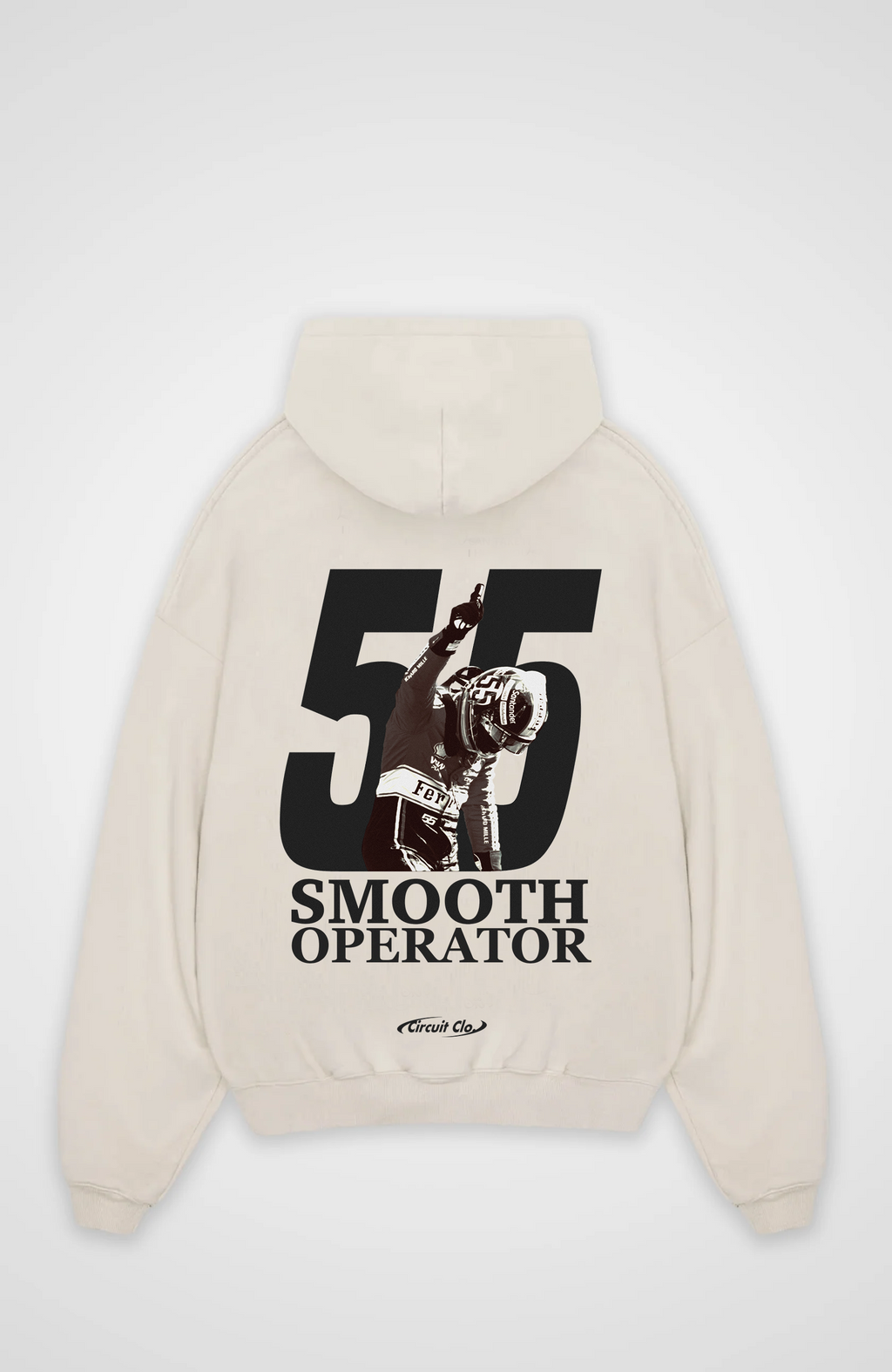 Oversized hoodie with hood and large Smooth Operator back graphic