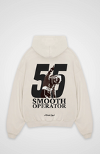 Oversized hoodie with hood and large Smooth Operator back graphic