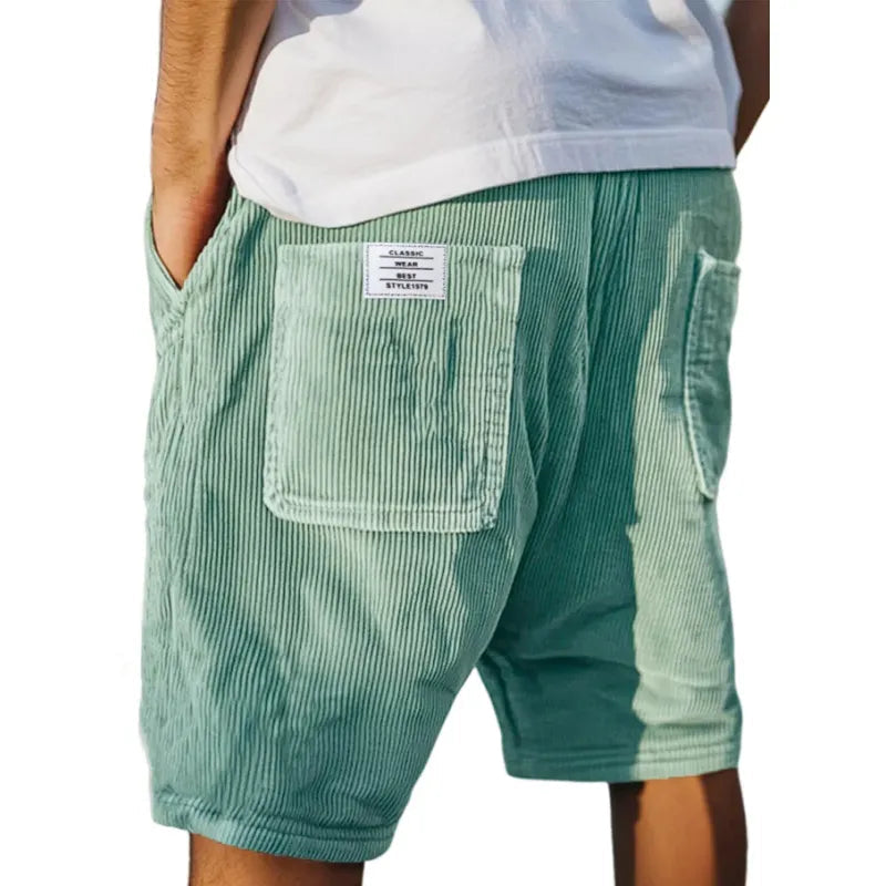 Men's ribbed corduroy shorts with utility pockets