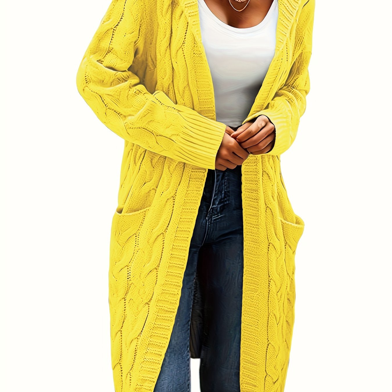 Women's knitted button-front cardigan with long sleeves