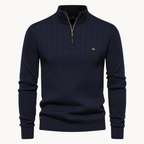 Men's ribbed quarter-zip jumper with a mock neck