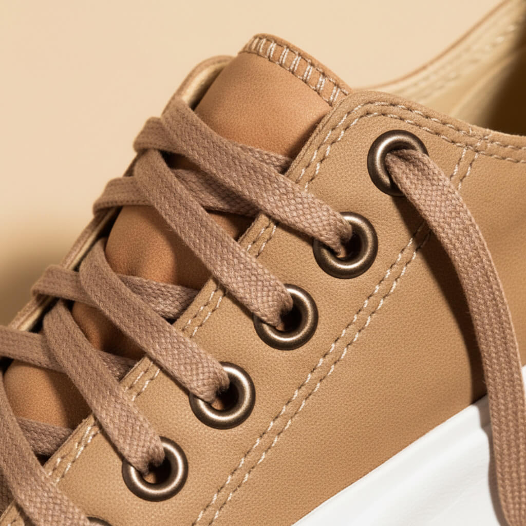 Women's platform sneakers with lace-up fronts, rounded toes and serrated soles