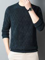 Men's textured crew neck jumper with long sleeves
