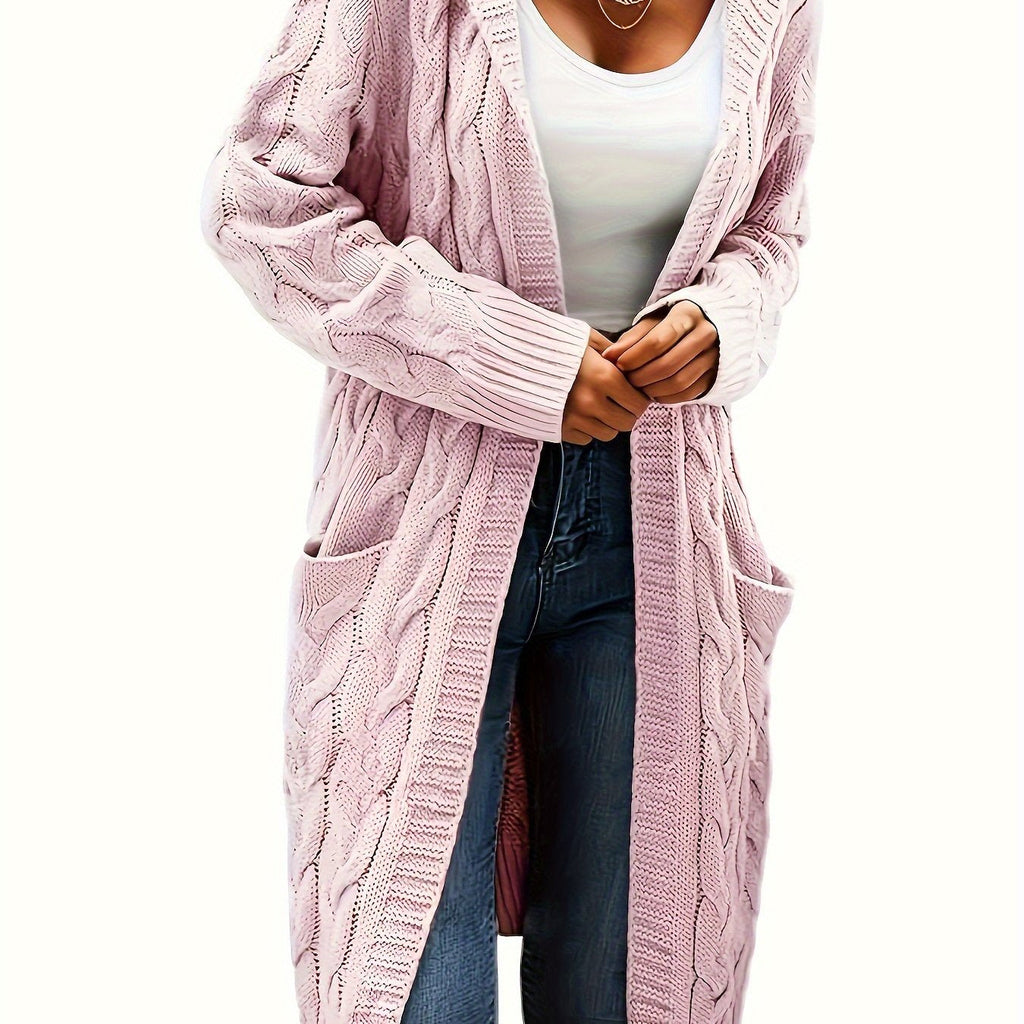Women's knitted button-front cardigan with long sleeves