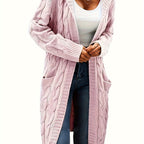 Women's knitted button-front cardigan with long sleeves
