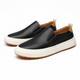 Slip-on loafers with rounded toes, contrast soles and heel pull tabs