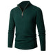 Men's ribbed quarter-zip sweater with stand collar and long sleeves
