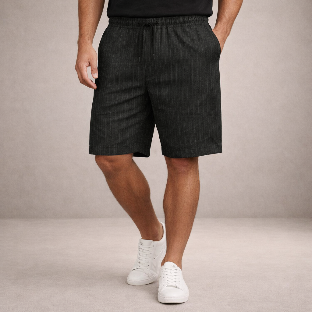 Men's vertical striped shorts with drawstring waist
