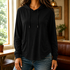 Women's plain hoodie with drawstring hood and front pockets