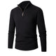 Men's ribbed quarter-zip sweater with stand collar and long sleeves