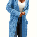 Women's knitted button-front cardigan with long sleeves