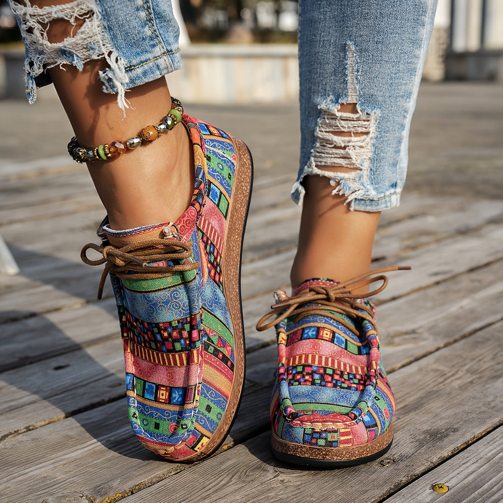 Women's multicolour patchwork sneakers with geometric panels