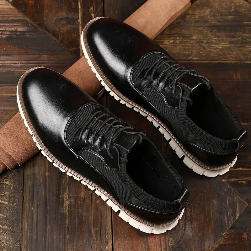 Men's casual lace-up sneakers with textured panels