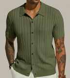Men's Textured Open-Knit Button-Front Polo