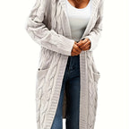Women's knitted button-front cardigan with long sleeves