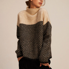 Women's chevron high neck oversized sweater