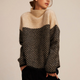 Women's chevron high neck oversized sweater