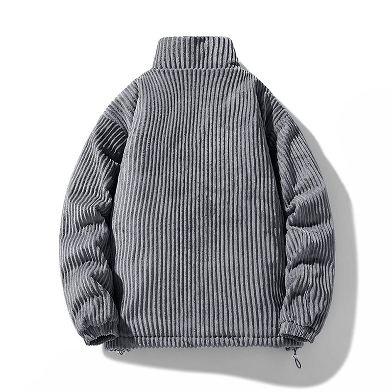 Ribbed padded jacket with stand collar, long sleeves and front zip