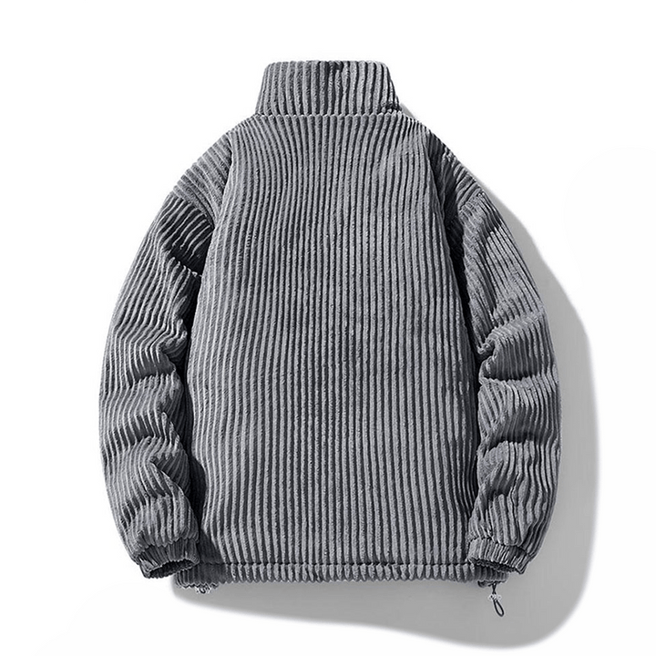Ribbed padded jacket with stand collar, long sleeves and front zip