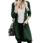 Women's longline button front cardigan with pockets