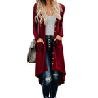 Women's longline button front cardigan with pockets