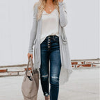 Women's longline button front cardigan with pockets