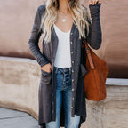 Women's longline button front cardigan with pockets