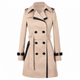 Women's double-breasted belted trench coat with contrast trim