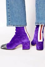 Women's square-toe ankle boots with block heels and side zips