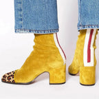 Women's square-toe ankle boots with block heels and side zips