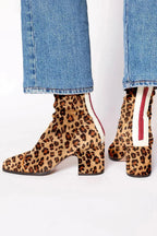 Women's square-toe ankle boots with block heels and side zips