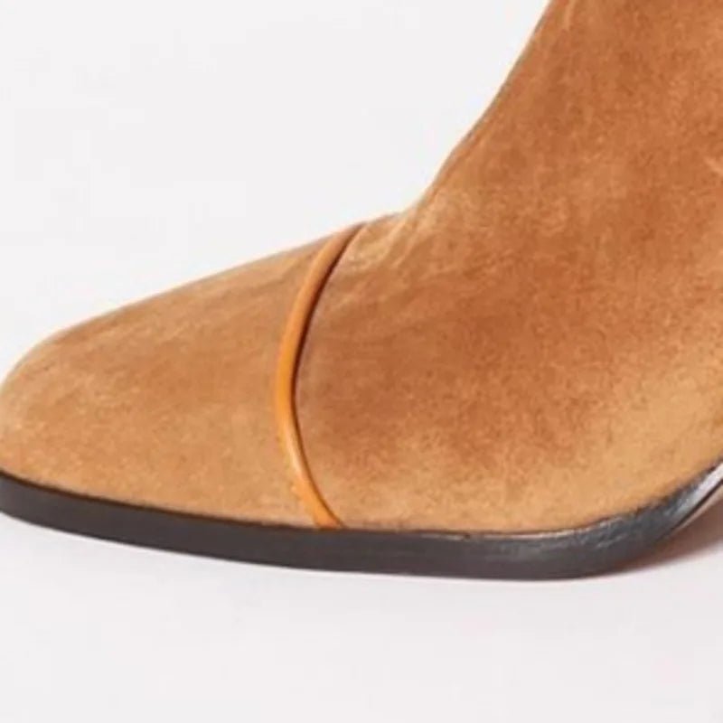 Women's square-toe ankle boots with block heels and side zips