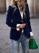 Women's tailored velvet blazer with lapels and single-button fastening