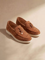 Women's pointed toe loafers with strap and flat sole
