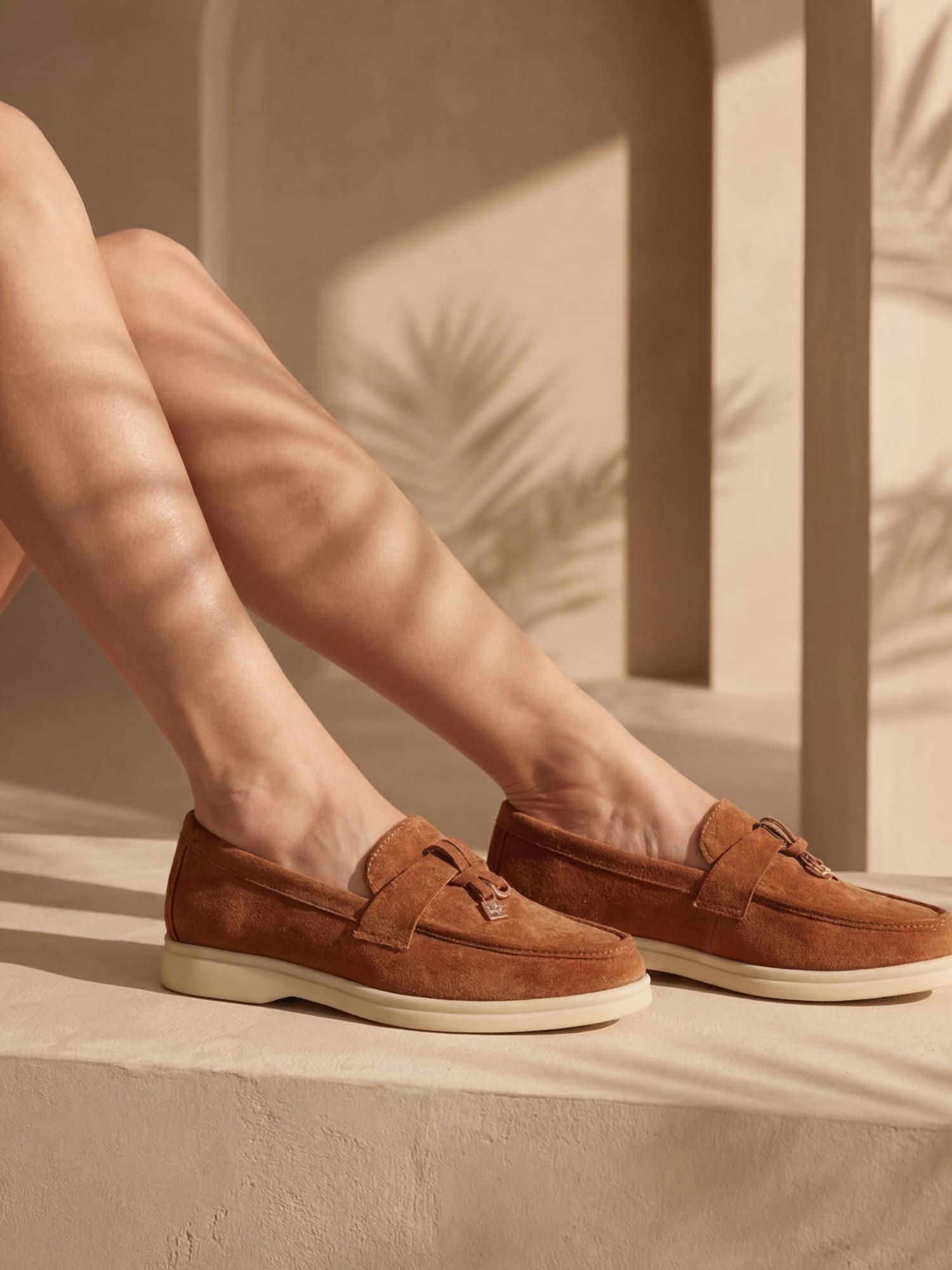 Women's pointed toe loafers with strap and flat sole