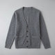 Men's plain V-neck cardigan with buttons, long sleeves and patch pockets