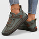 Women's lace-up casual sneakers with ankle strap, stitched panels and textured sole