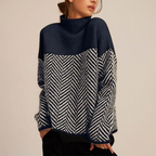 Women's chevron high neck oversized sweater