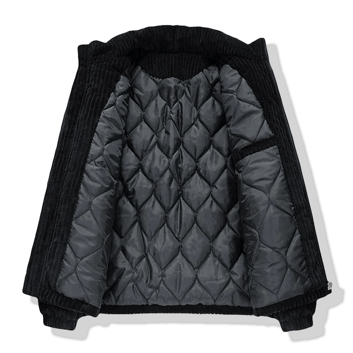 Ribbed padded jacket with stand collar, long sleeves and front zip