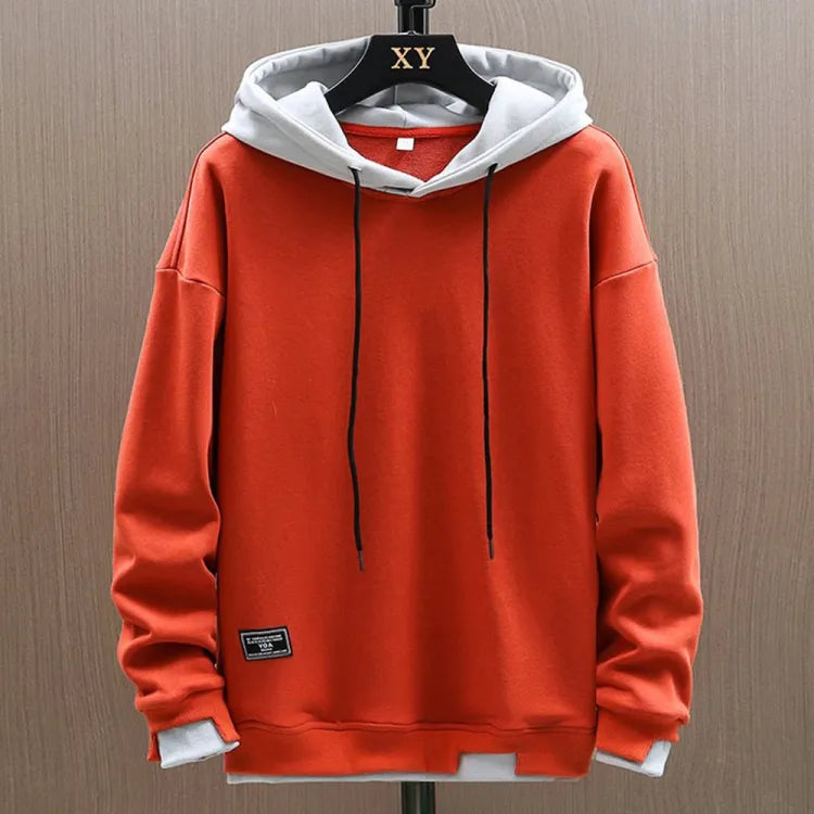 Men's relaxed hooded sweatshirt with drawstrings and long sleeves
