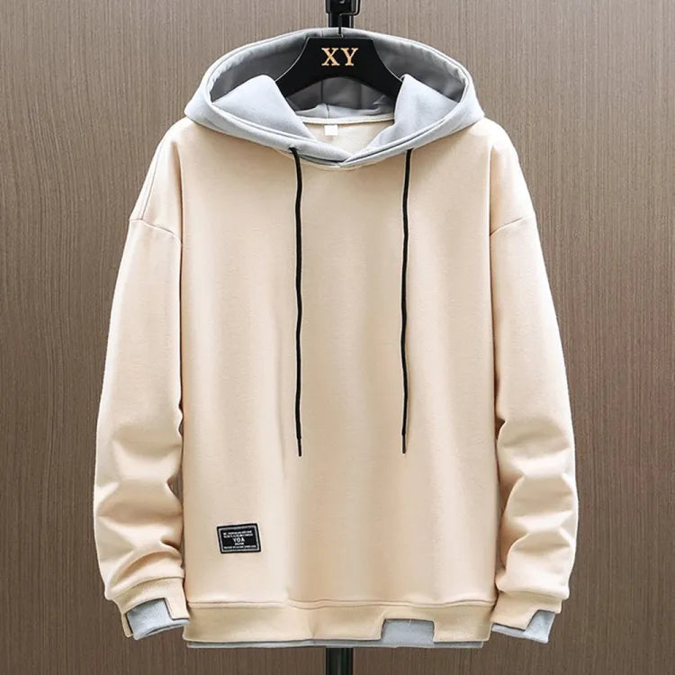Men's relaxed hooded sweatshirt with drawstrings and long sleeves